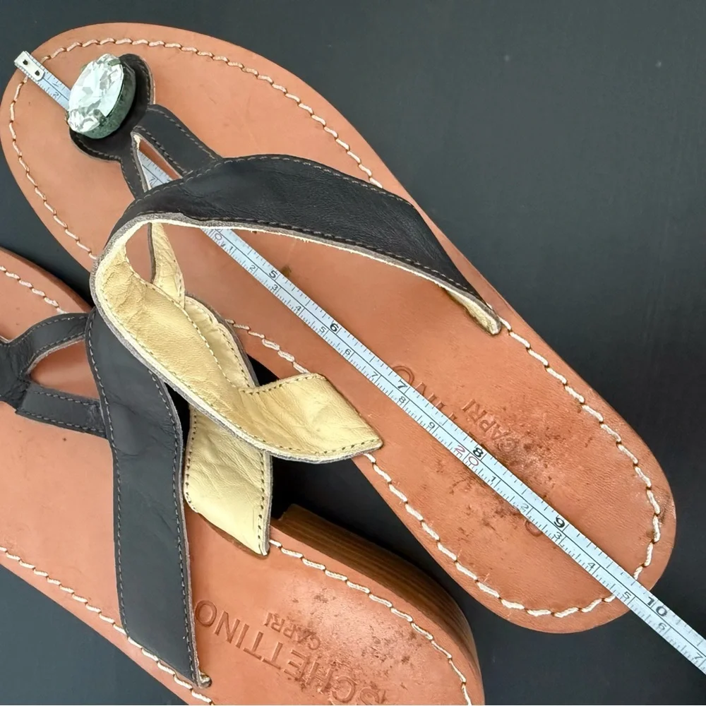 SCHETTINO DI CAPRI Leather Sandals Embellished with Crystal